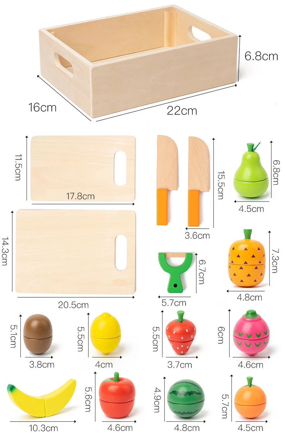 26-Pieces Wooden Sliceable Play Food Set