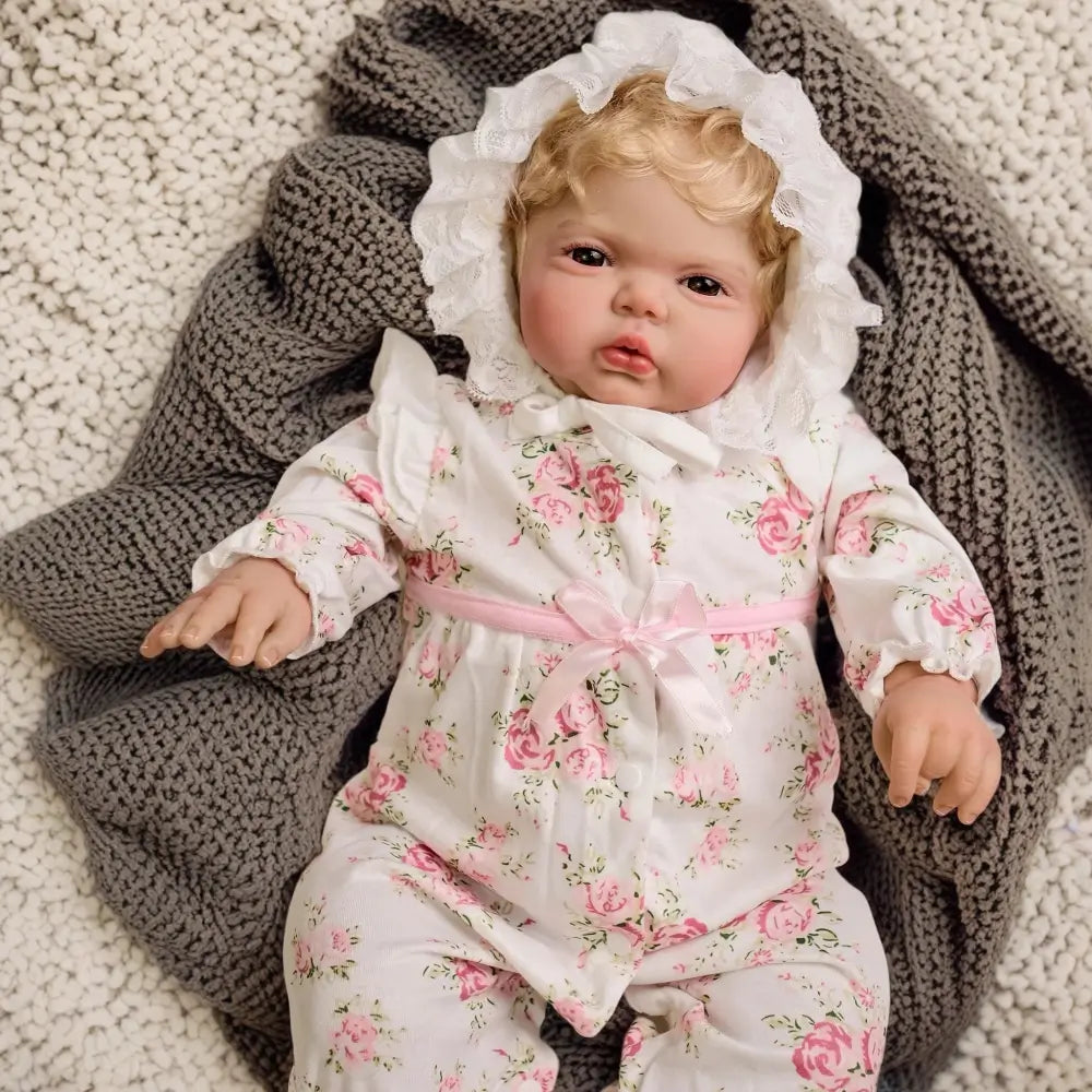 24-Inch Pickle Awake Reborn Doll – Hand-Rooted Curly Blonde Hair