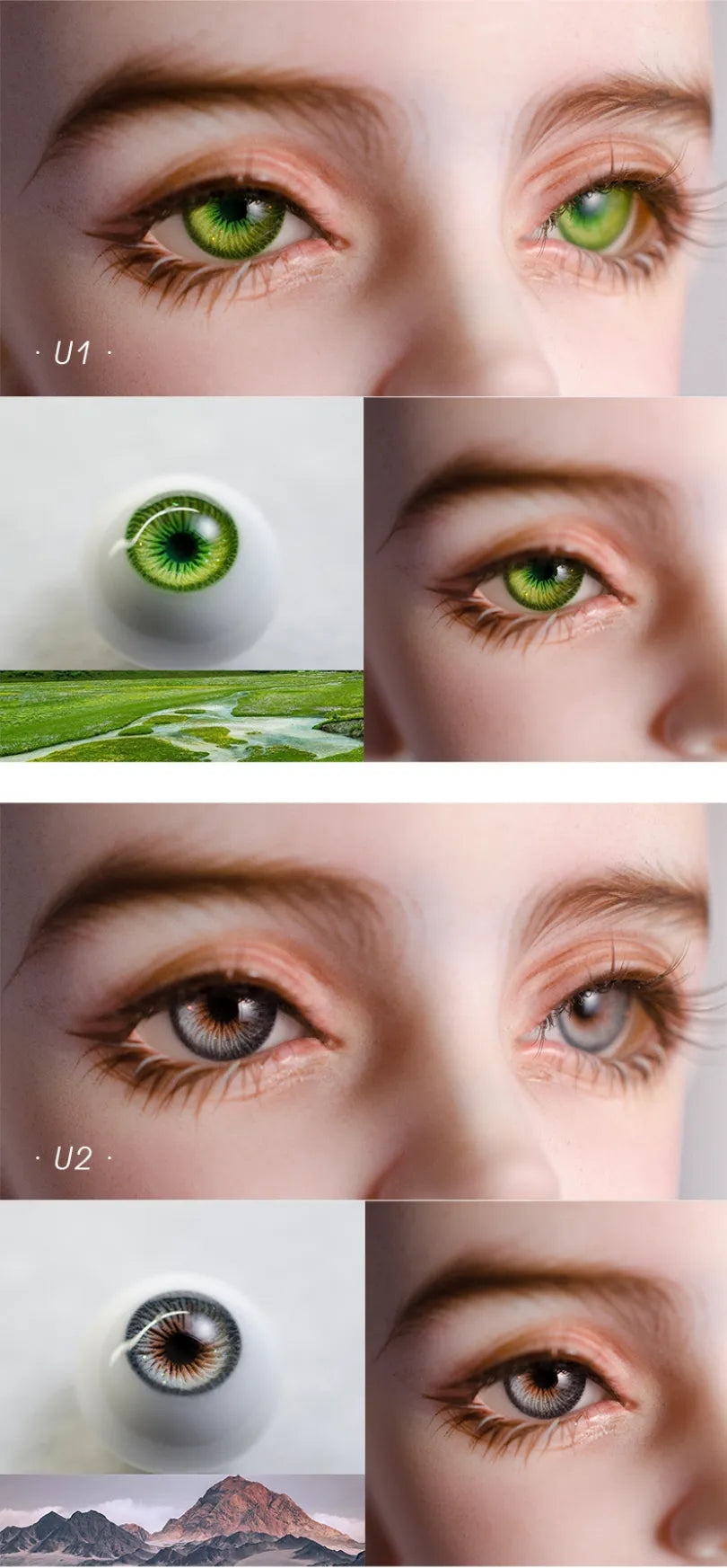 Realistic 1/3&1/4&1/6 BJD Doll Plaster Eyes (Non-Resin)