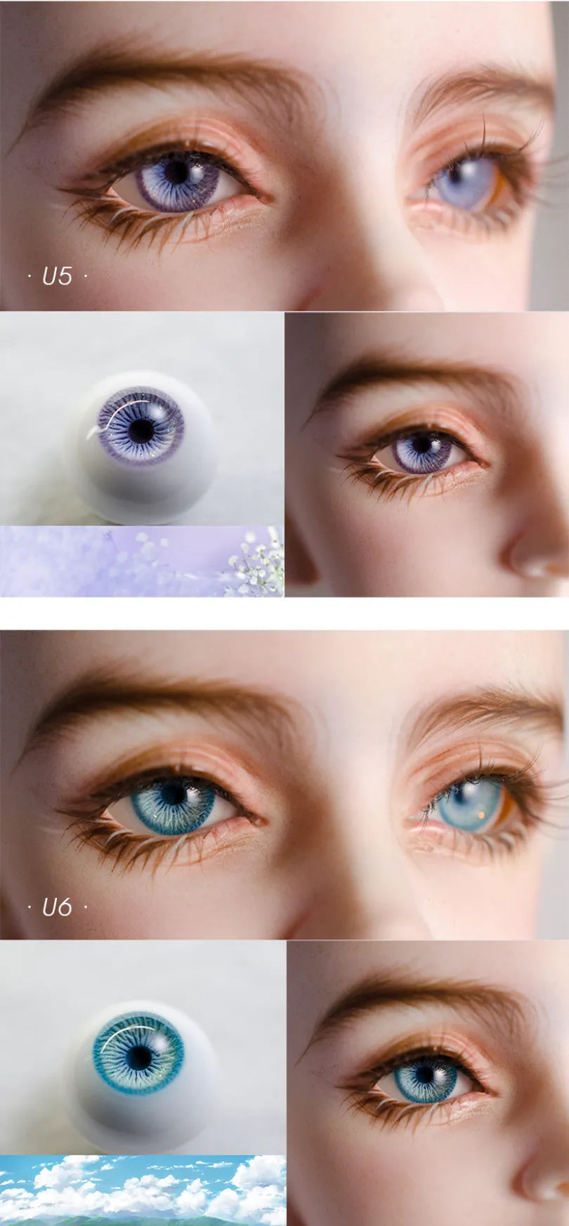 Realistic 1/3&1/4&1/6 BJD Doll Plaster Eyes (Non-Resin)
