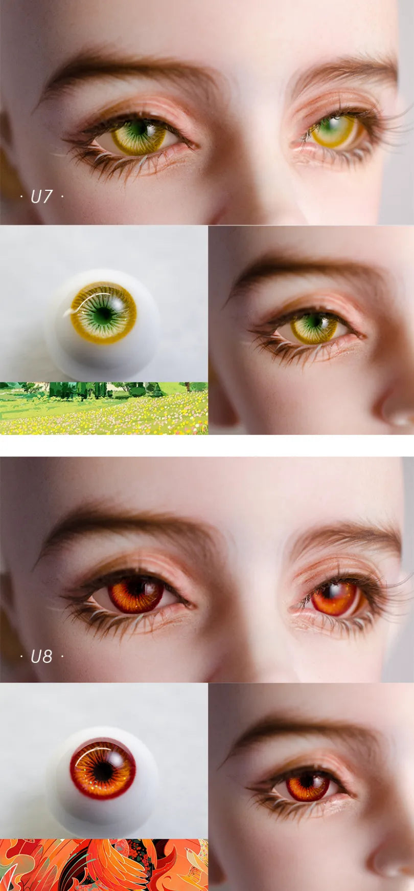 Realistic 1/3&1/4&1/6 BJD Doll Plaster Eyes (Non-Resin)