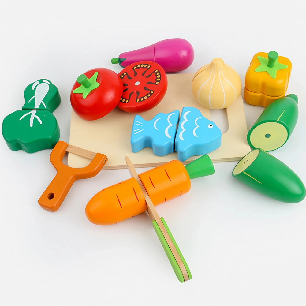 34-Pieces Wooden Play Food Set