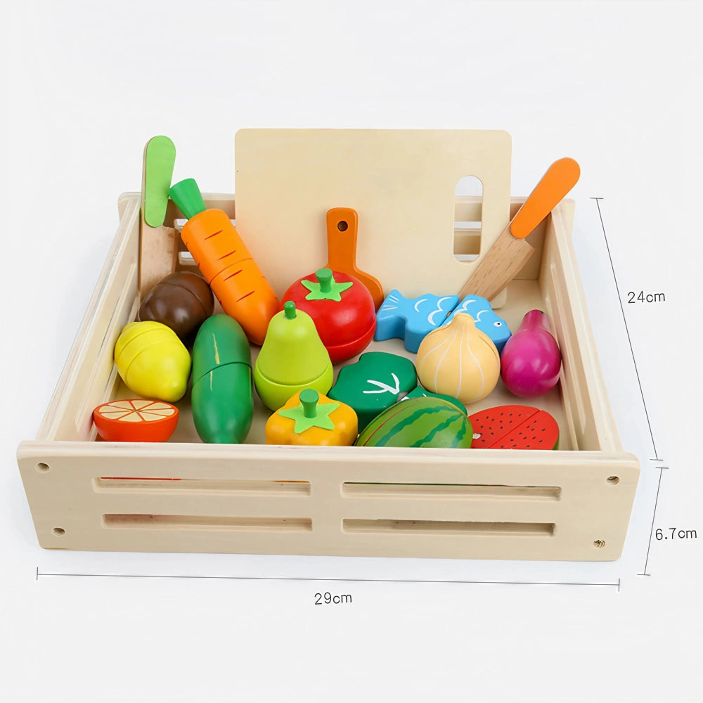 34-Pieces Wooden Play Food Set