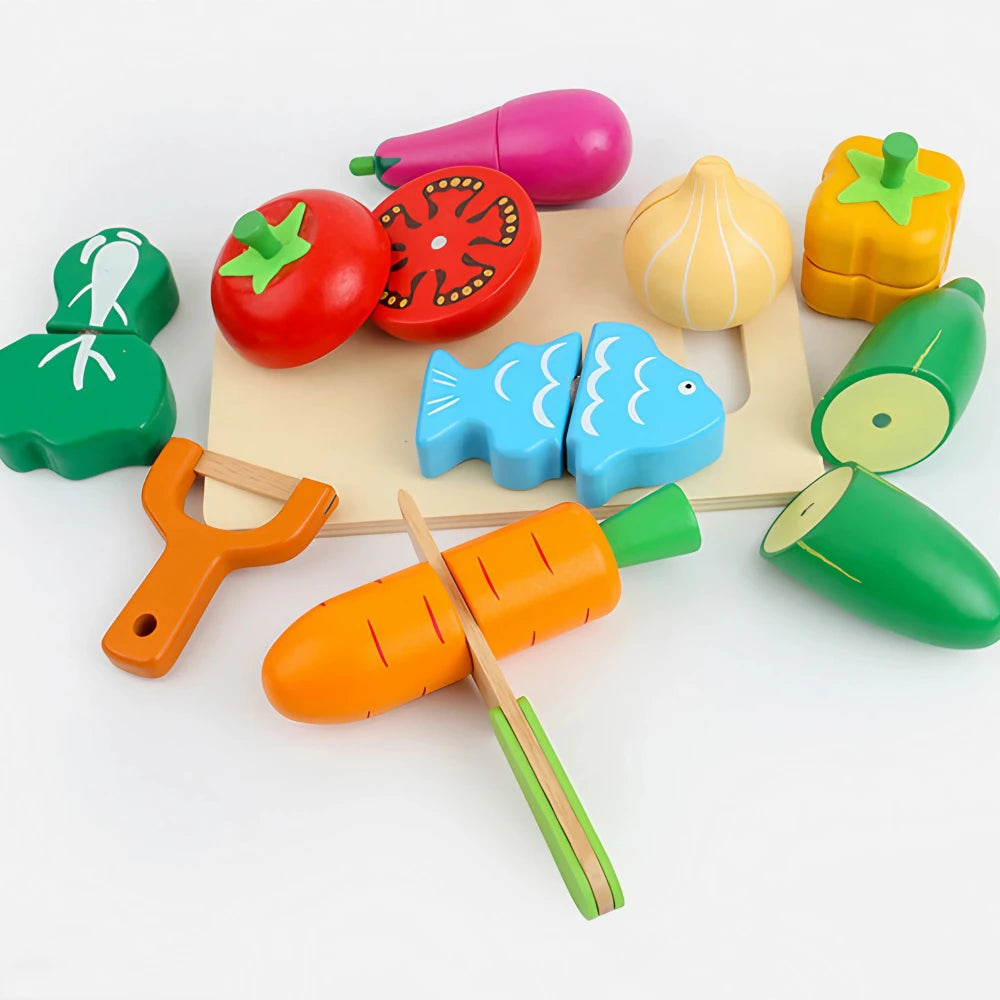 34-Pieces Wooden Play Food Set