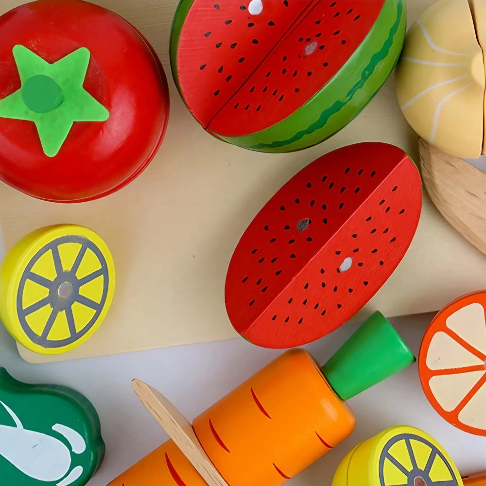 34-Pieces Wooden Play Food Set