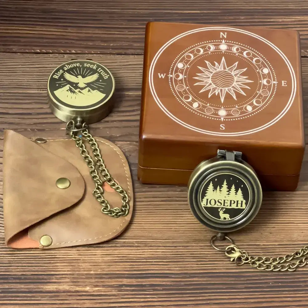 Christian Engraved Brass Compass with Dove Design – "Rise Above, Seek Truth", Baptism or Confirmation Gift for Godson, Personalized Faith Keepsake