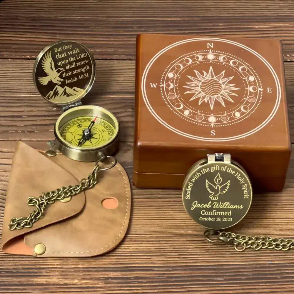 Godparent Baptism Compass Gift for Boy – Personalized Christian Keepsake