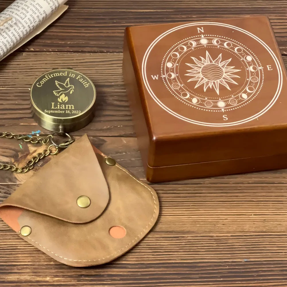 Personalized Confirmation Gift Compass with Dove Design – Engraved "Confirmed in Faith", Christian Keepsake for Boy or Girl, Custom Name & Date