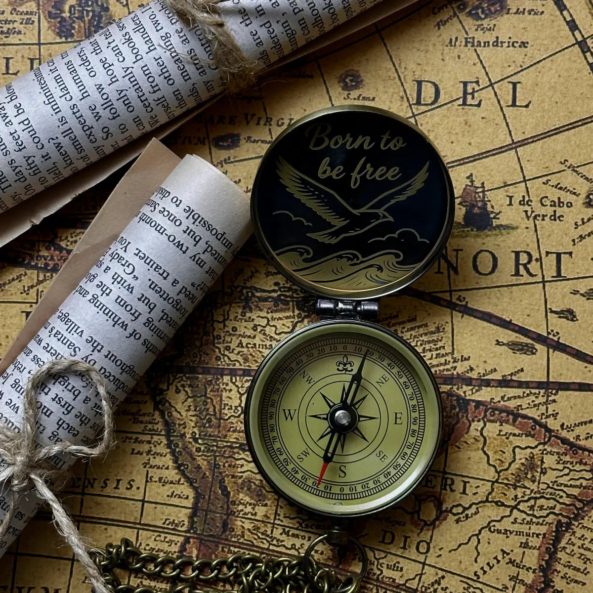 World Map Engraved Compass "Find Your Path" | Graduation Gift for Son, Him | Traveler Gift | Personalized Custom Quote | Brass Working Compass