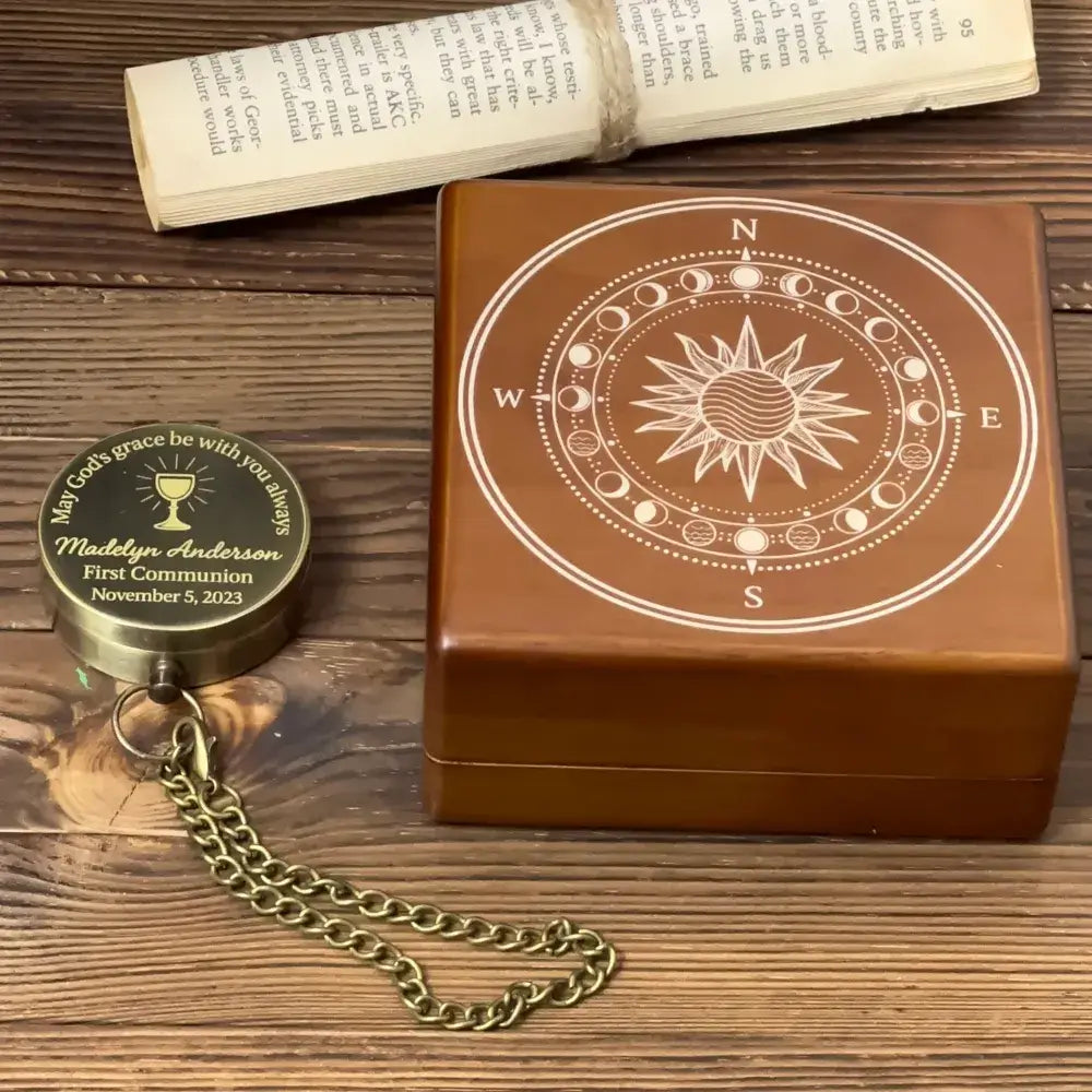 Godparent Baptism Compass Gift for Boy – Personalized Christian Keepsake