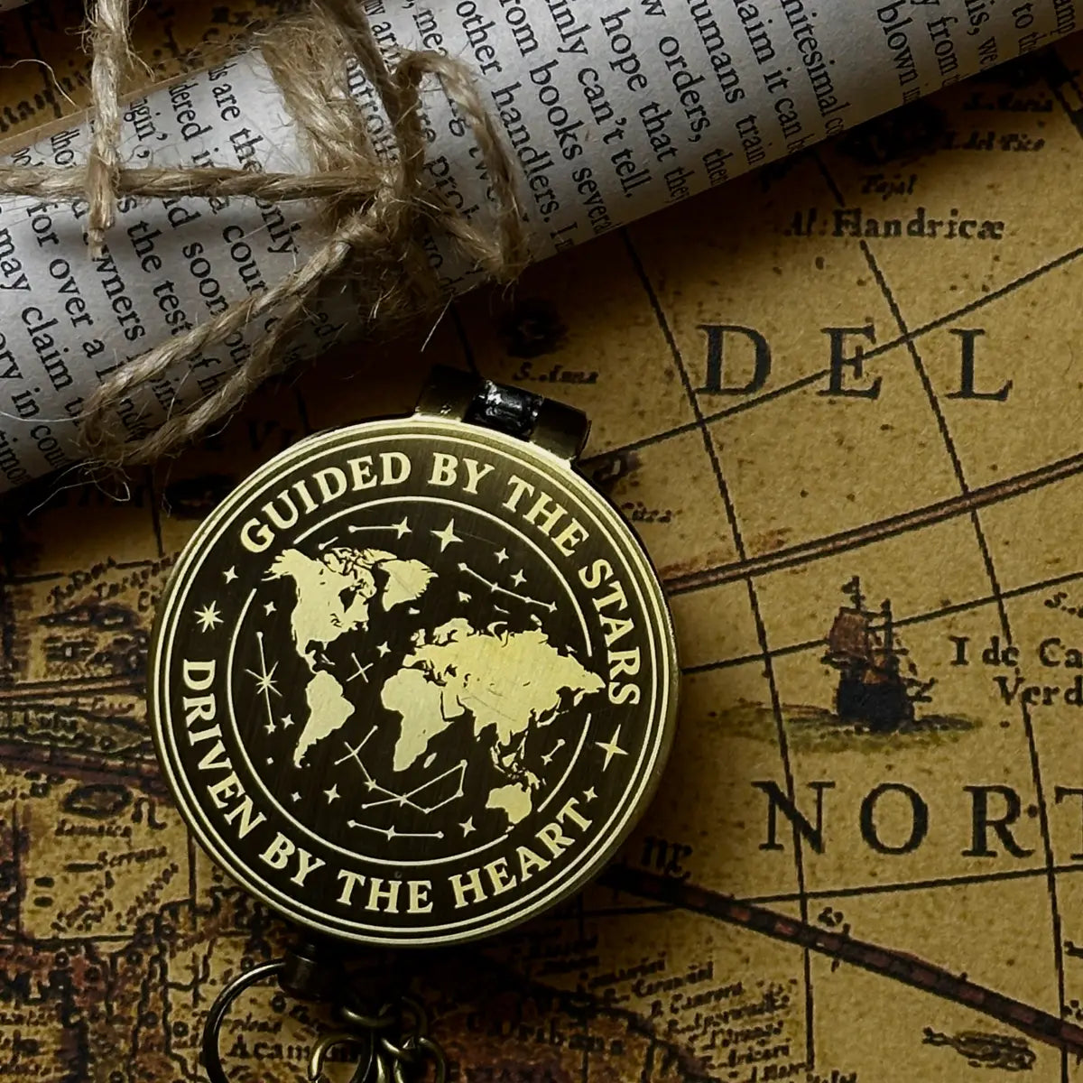 Romantic Engraved Compass "Guided By The Stars, Driven By The Heart" | Anniversary Gift for Husband, Him | Personalized | Brass Working Compass