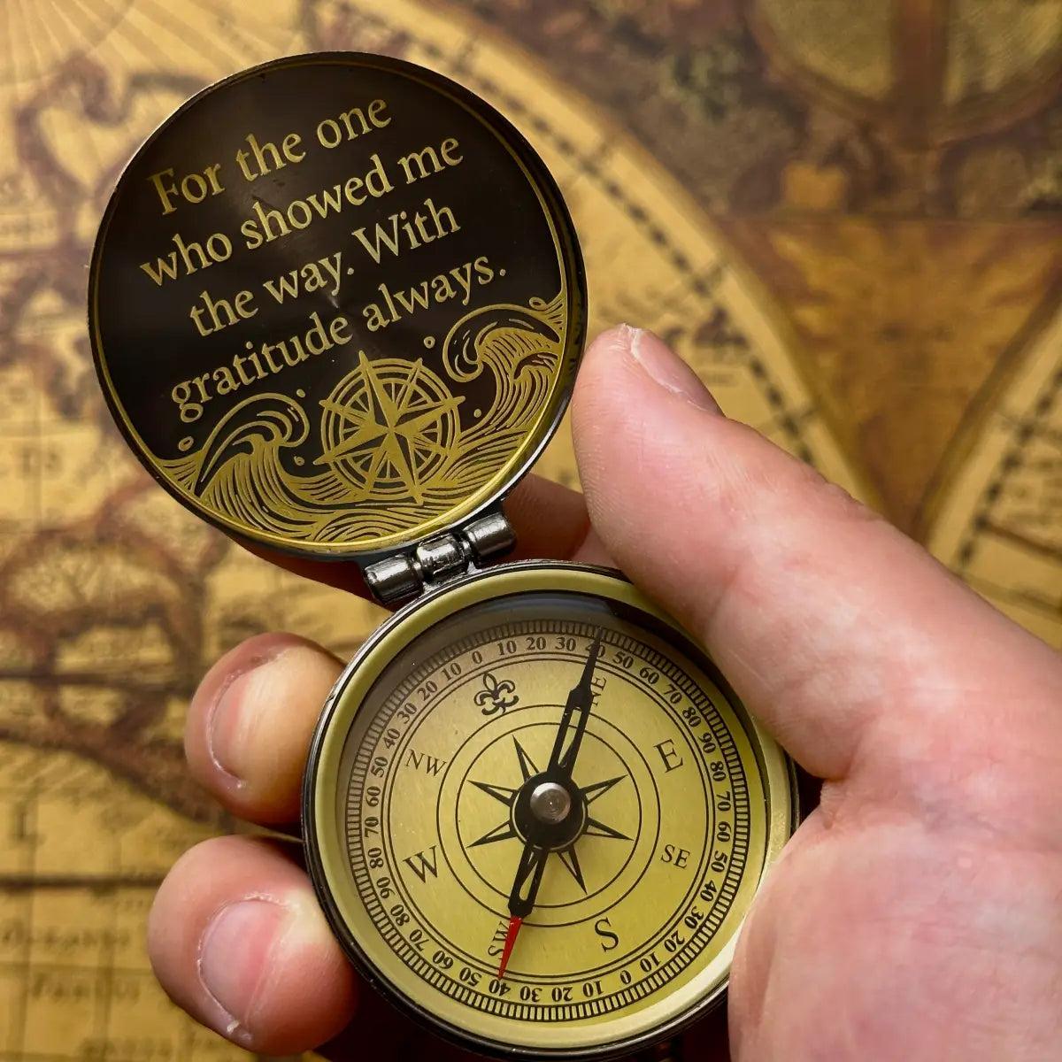 Romantic Engraved Compass "Guided By The Stars, Driven By The Heart" | Anniversary Gift for Husband, Him | Personalized | Brass Working Compass