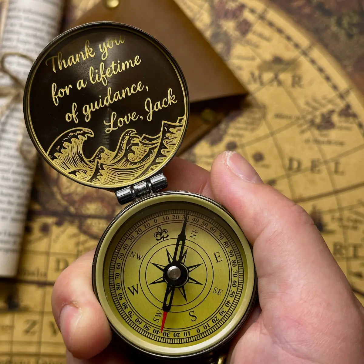 Nautical Anchor Engraved Compass "Hold Fast Find Your Way" | Navy Gift for Him, Sailor | Personalized Graduation Gift | Brass Working Compass