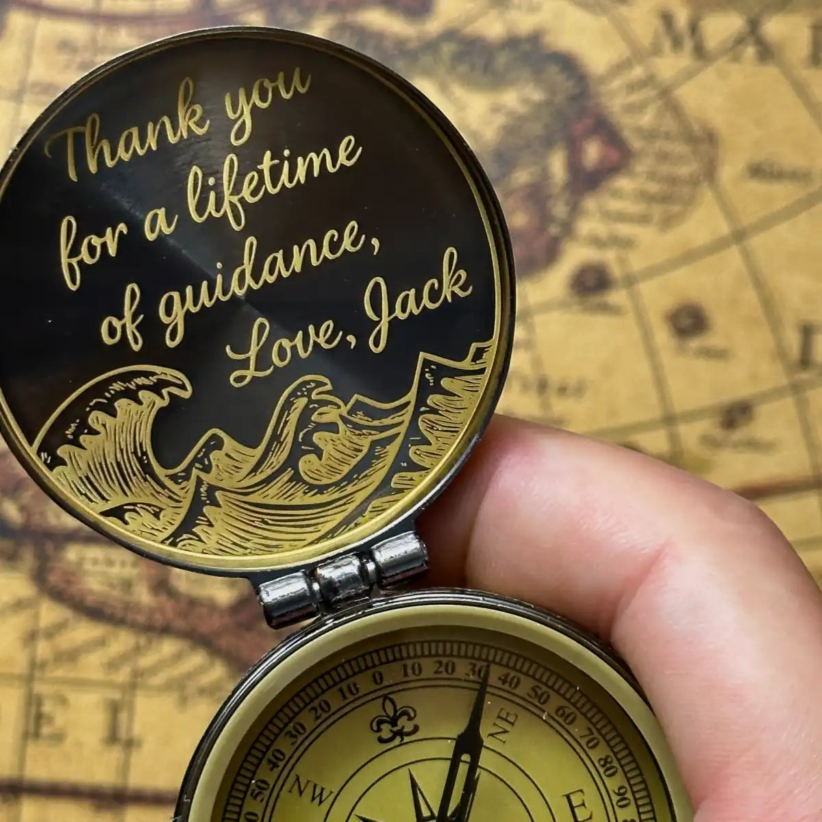 Nautical Anchor Engraved Compass "Hold Fast Find Your Way" | Navy Gift for Him, Sailor | Personalized Graduation Gift | Brass Working Compass