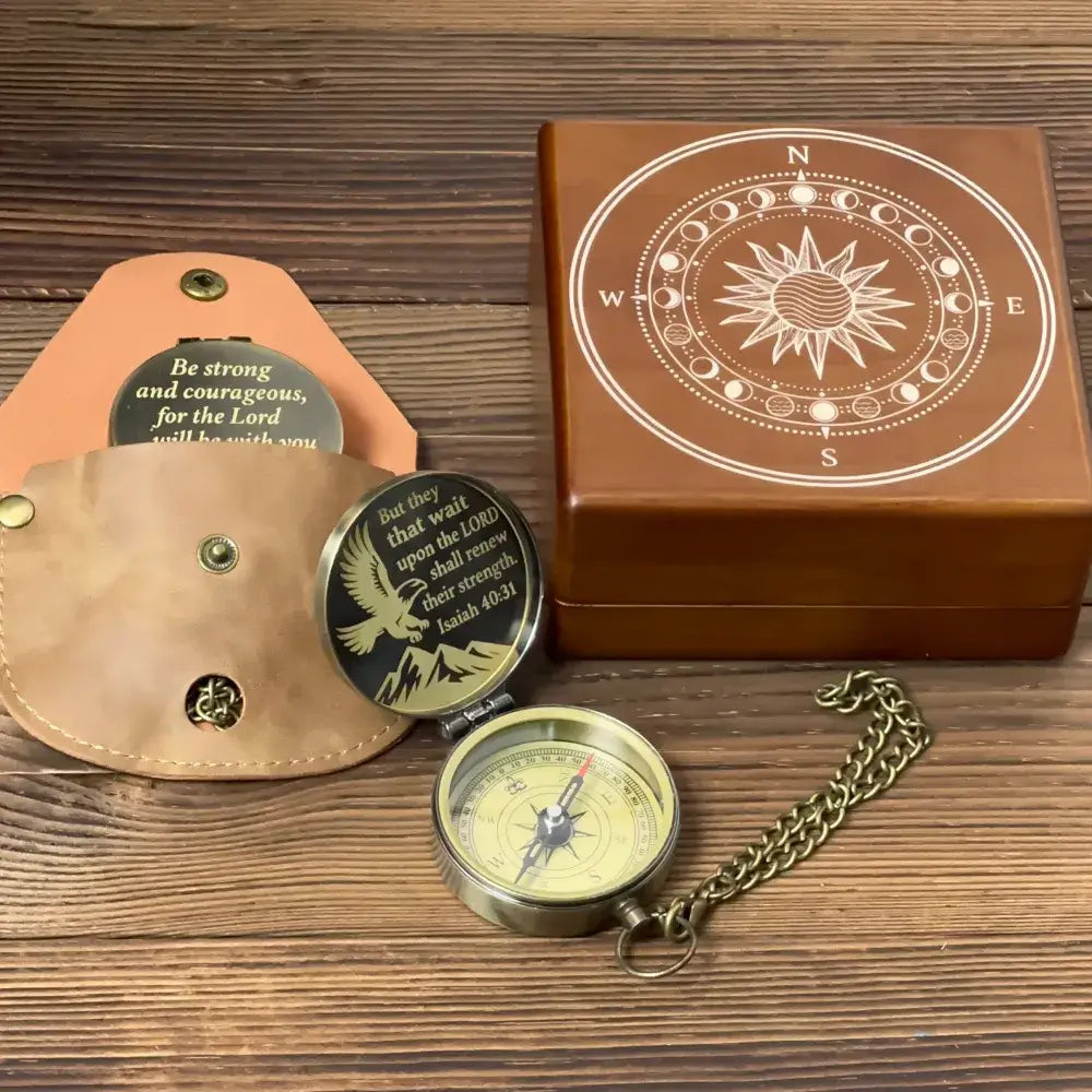 Personalized Religious Compass Gift for Men & Boys – Engraved Baptism Keepsake – Faith Directional Compass for Son, Grandson or Confirmation Gift