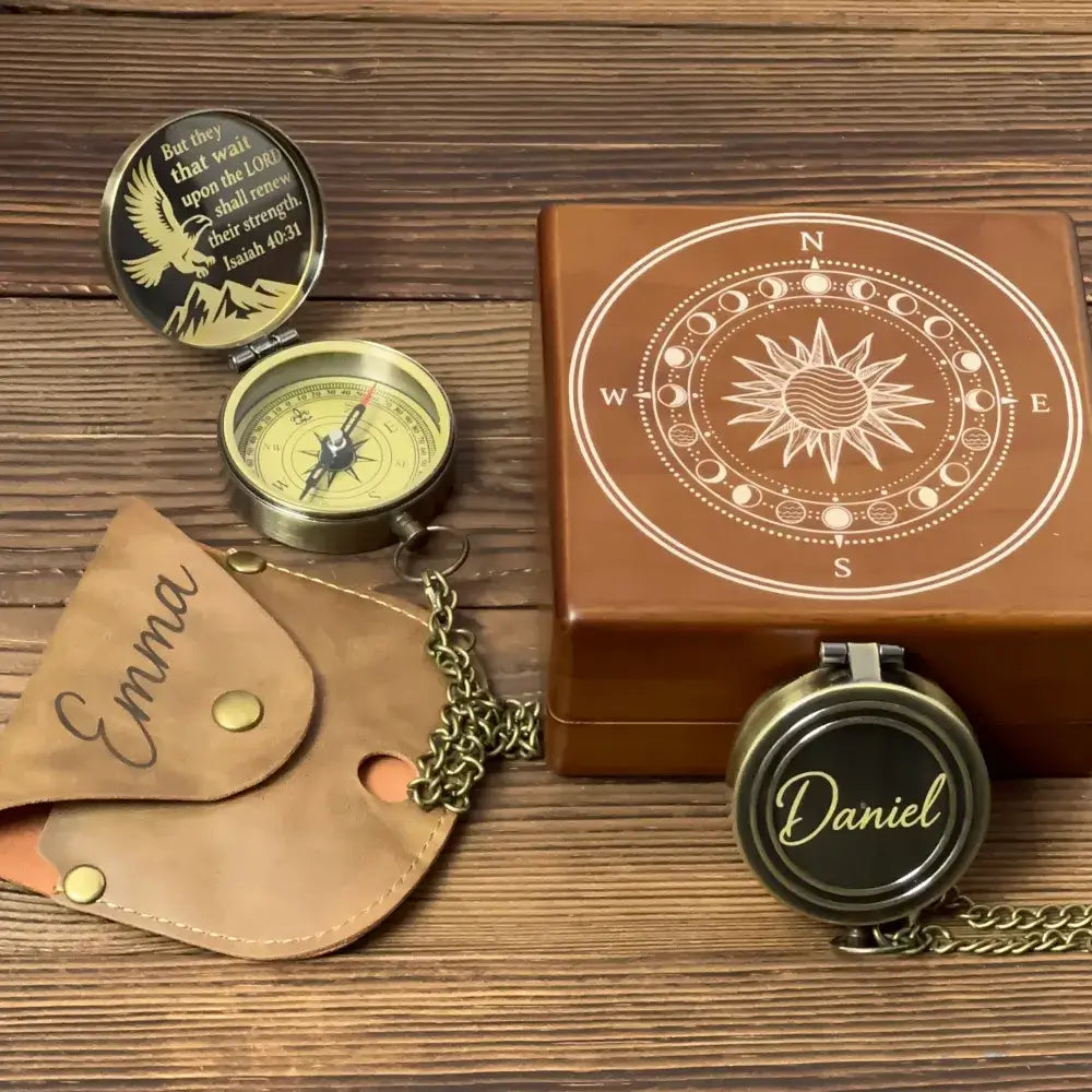 Christian Gift Engraved Compass with Bible Verse Isaiah 40:31 – Eagle Design "Renew Strength", Personalized Faith Keepsake for Men, Son