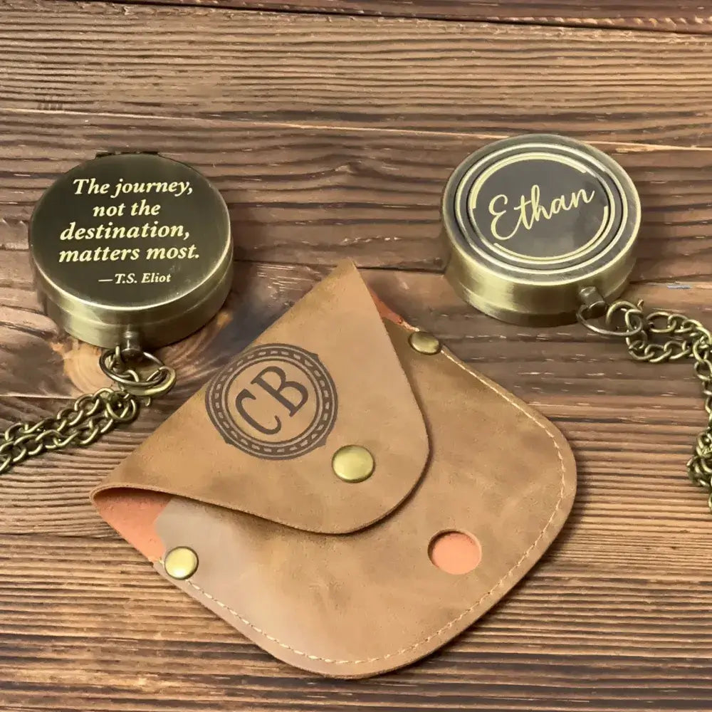 Personalized Inspirational Engraved Compass with T.S. Eliot Quote – "The Journey Not The Destination", Graduation or Retirement Gift for Him, Keepsak