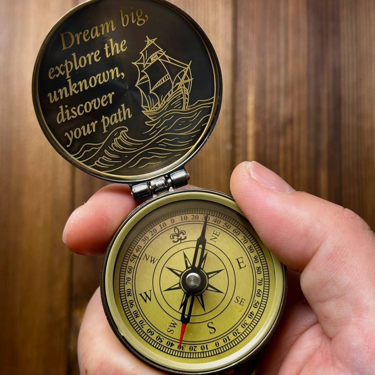 Groomsmen Gift Engraved Compass | Personalized Monogram Initial | Best Man Gift for Him | Custom Name | Wedding Gift | Brass Working Compass