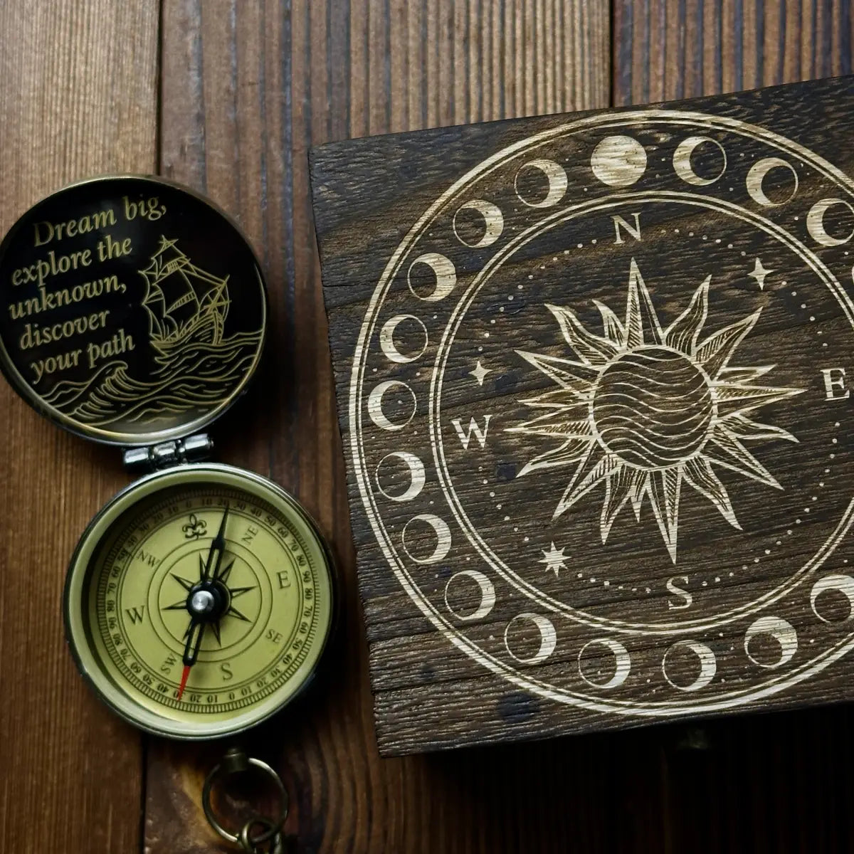 Groomsmen Gift Engraved Compass | Personalized Monogram Initial | Best Man Gift for Him | Custom Name | Wedding Gift | Brass Working Compass