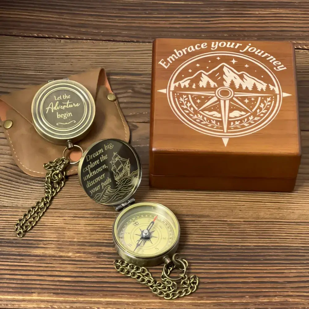 Graduation Gift Engraved Compass with Inspirational Quote – "Dream Big, Explore Unknown", Personalized Traveler Gift for Son, Him, Nautical Keepsake