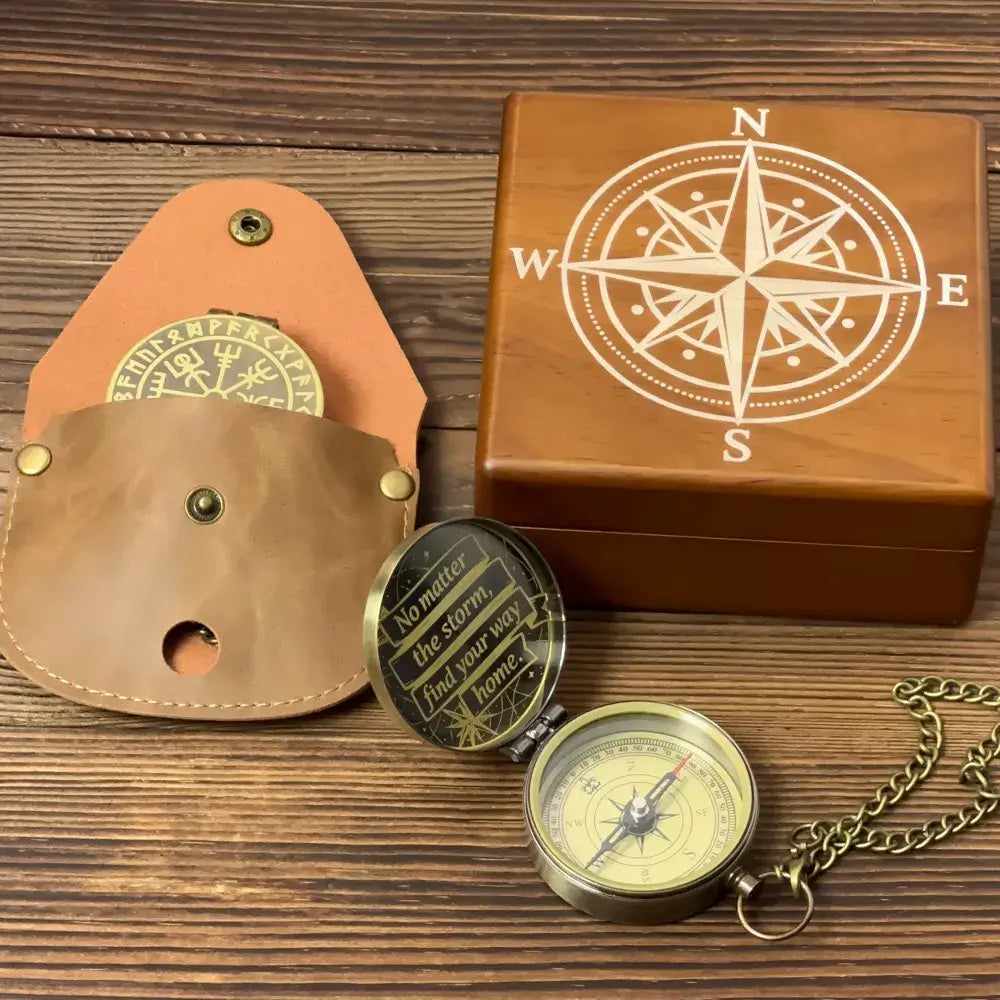 Gift for Son Leaving Home Personalized Brass Compass – Engraved Quote "Find Your Way Home", Gift from Parents, Inspirational Keepsake