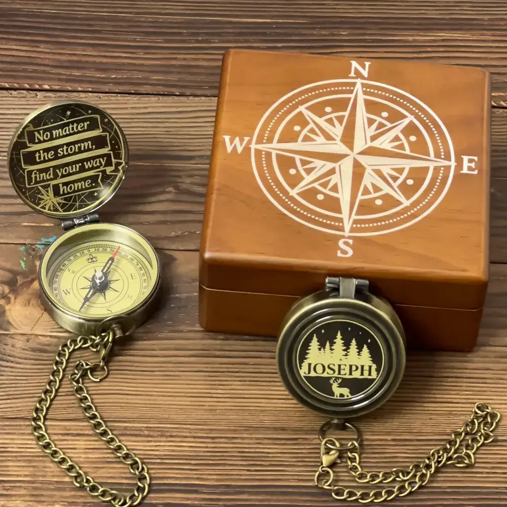 Gift for Son Leaving Home Personalized Brass Compass – Engraved Quote "Find Your Way Home", Gift from Parents, Inspirational Keepsake