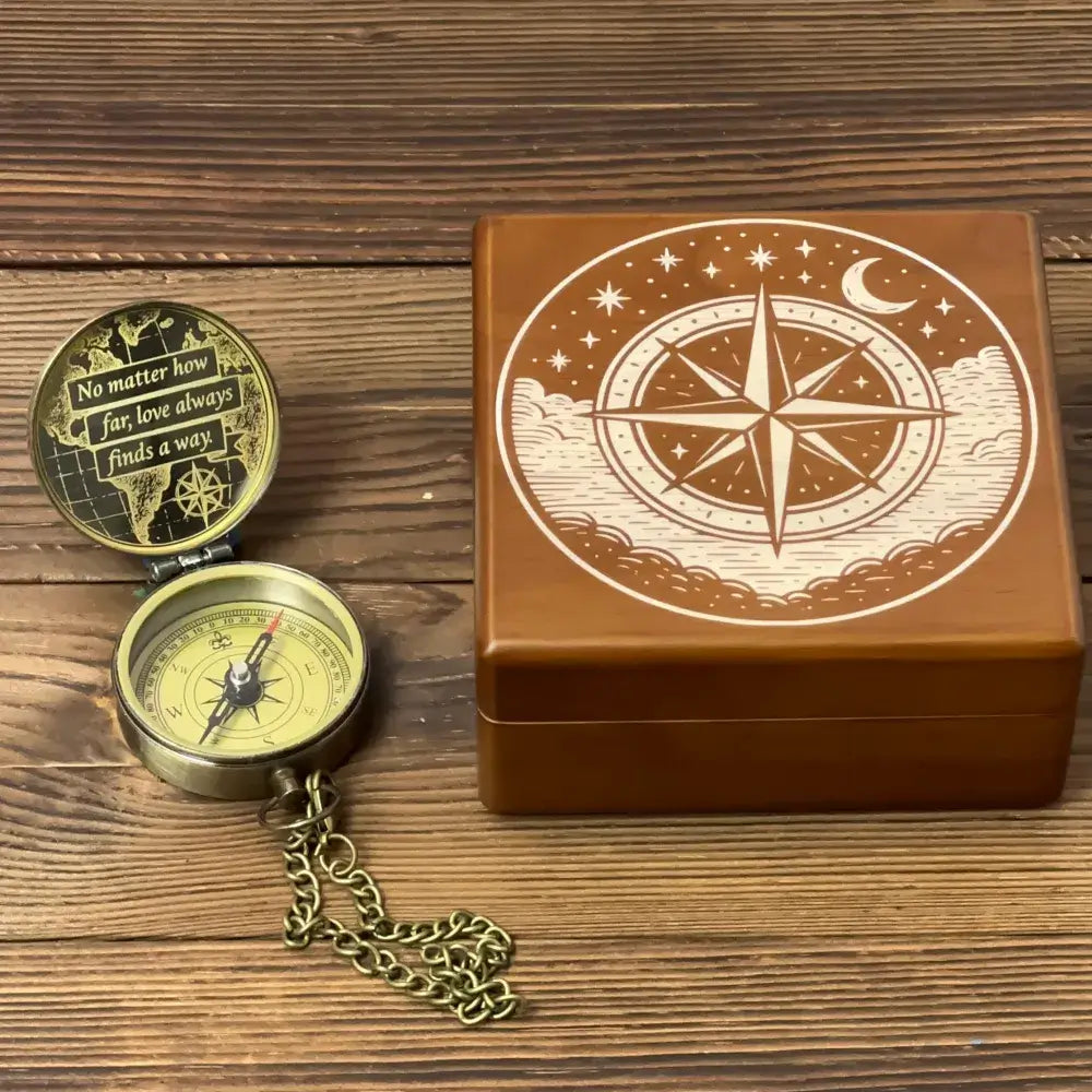 Engraved Compass Gift with Handwriting – Personalized Brass Keepsake – Custom Memorial Gift for Dad or Husband