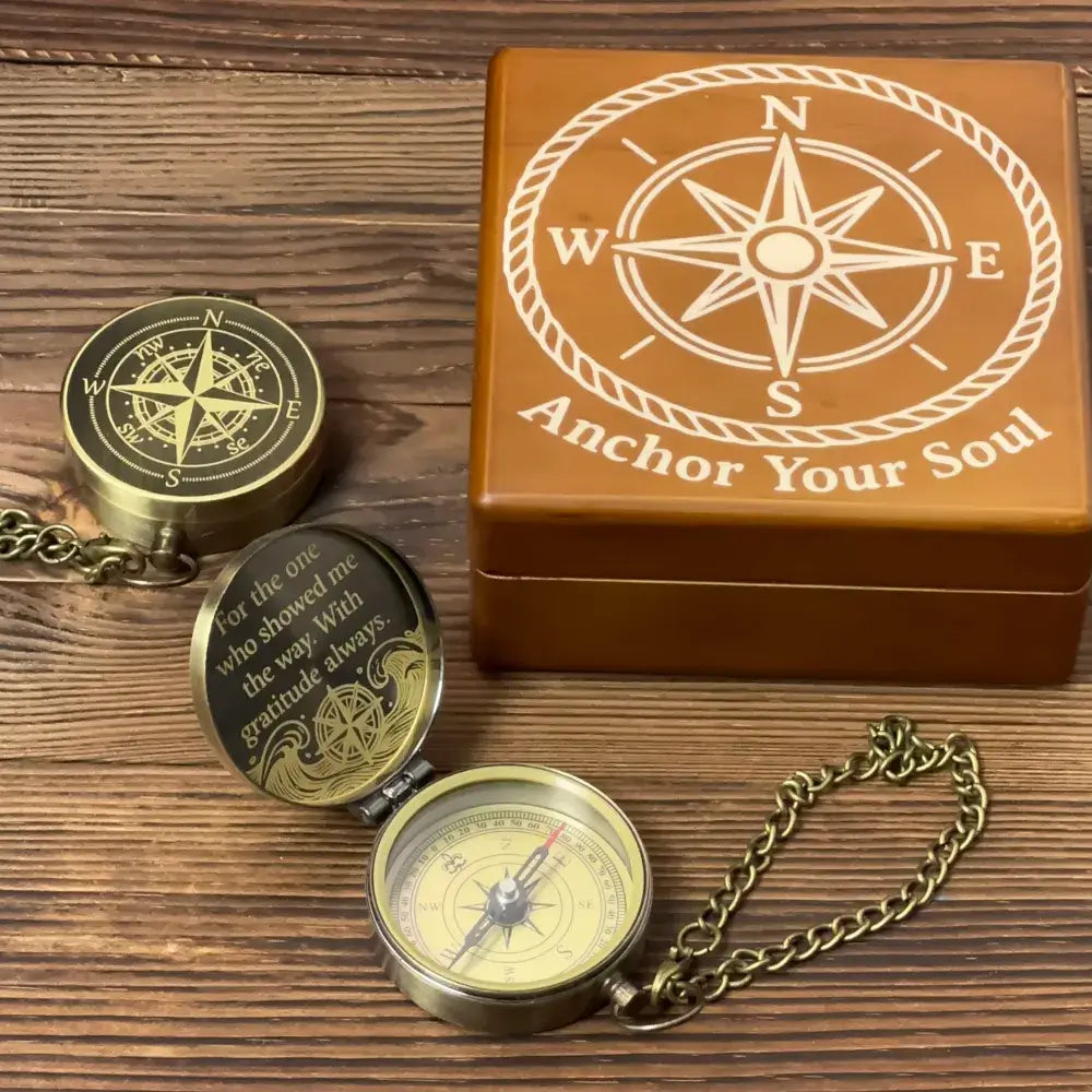 Gift for Dad Personalized Brass Compass Engraved "Showed Me The Way" – Father's Day Gift, Mentor Appreciation Keepsake