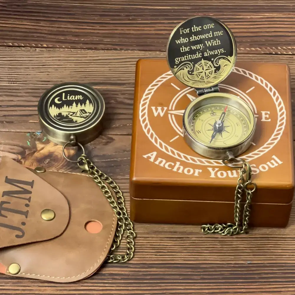 Gift for Dad Personalized Brass Compass Engraved "Showed Me The Way" – Father's Day Gift, Mentor Appreciation Keepsake