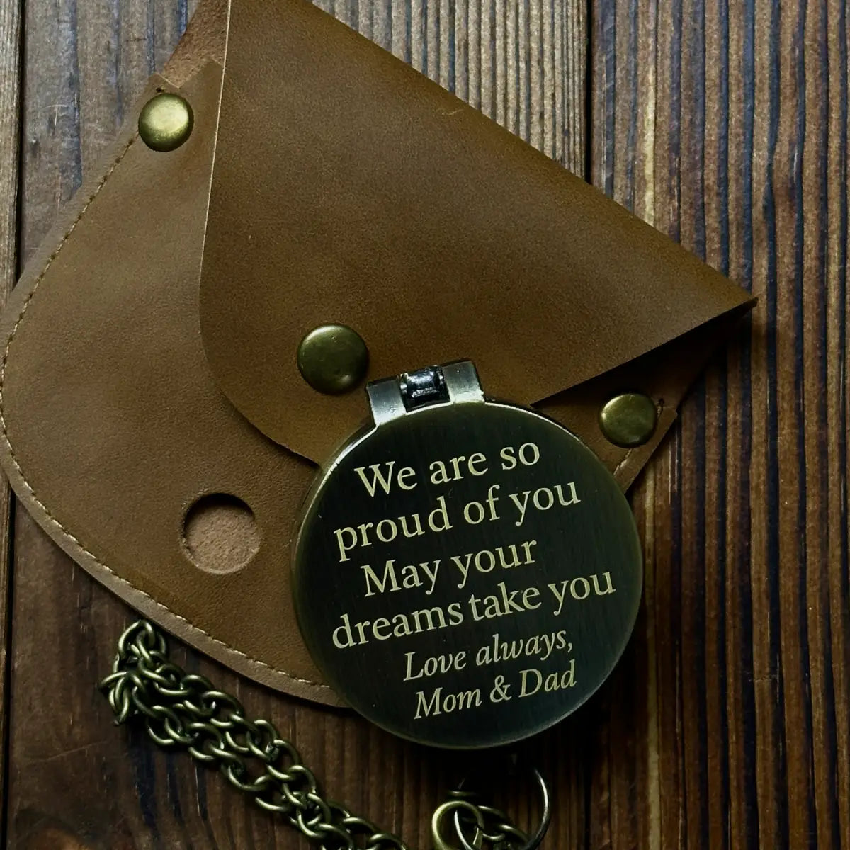 Graduation Gift for Son Engraved Compass | "We Are So Proud of You" | Gift from Mom & Dad for Daughter | Personalized | Custom Handwriting | Brass Working Compass