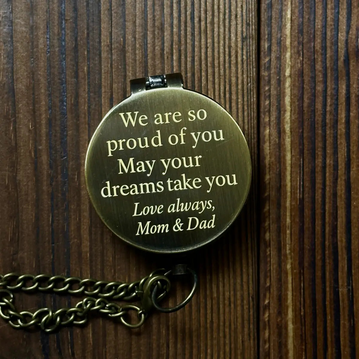 Graduation Gift for Son Engraved Compass | "We Are So Proud of You" | Gift from Mom & Dad for Daughter | Personalized | Custom Handwriting | Brass Working Compass