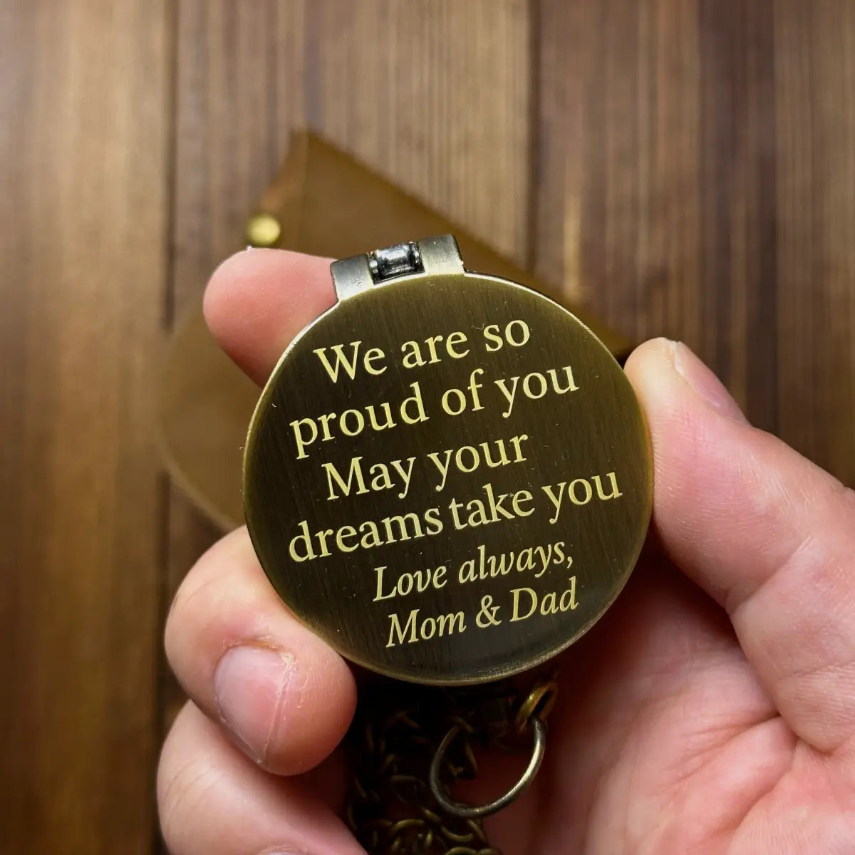 Graduation Gift for Son Engraved Compass | "We Are So Proud of You" | Gift from Mom & Dad for Daughter | Personalized | Custom Handwriting | Brass Working Compass