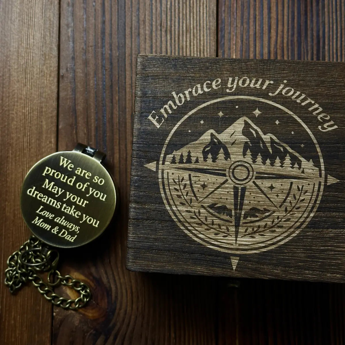 Graduation Gift for Son Engraved Compass | "We Are So Proud of You" | Gift from Mom & Dad for Daughter | Personalized | Custom Handwriting | Brass Working Compass