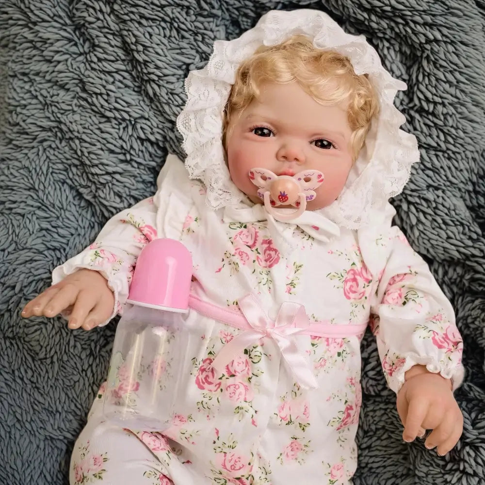 24-Inch Pickle Awake Reborn Doll – Hand-Rooted Curly Blonde Hair
