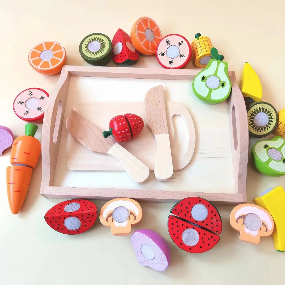 28-Pieces Wooden Play Food Set