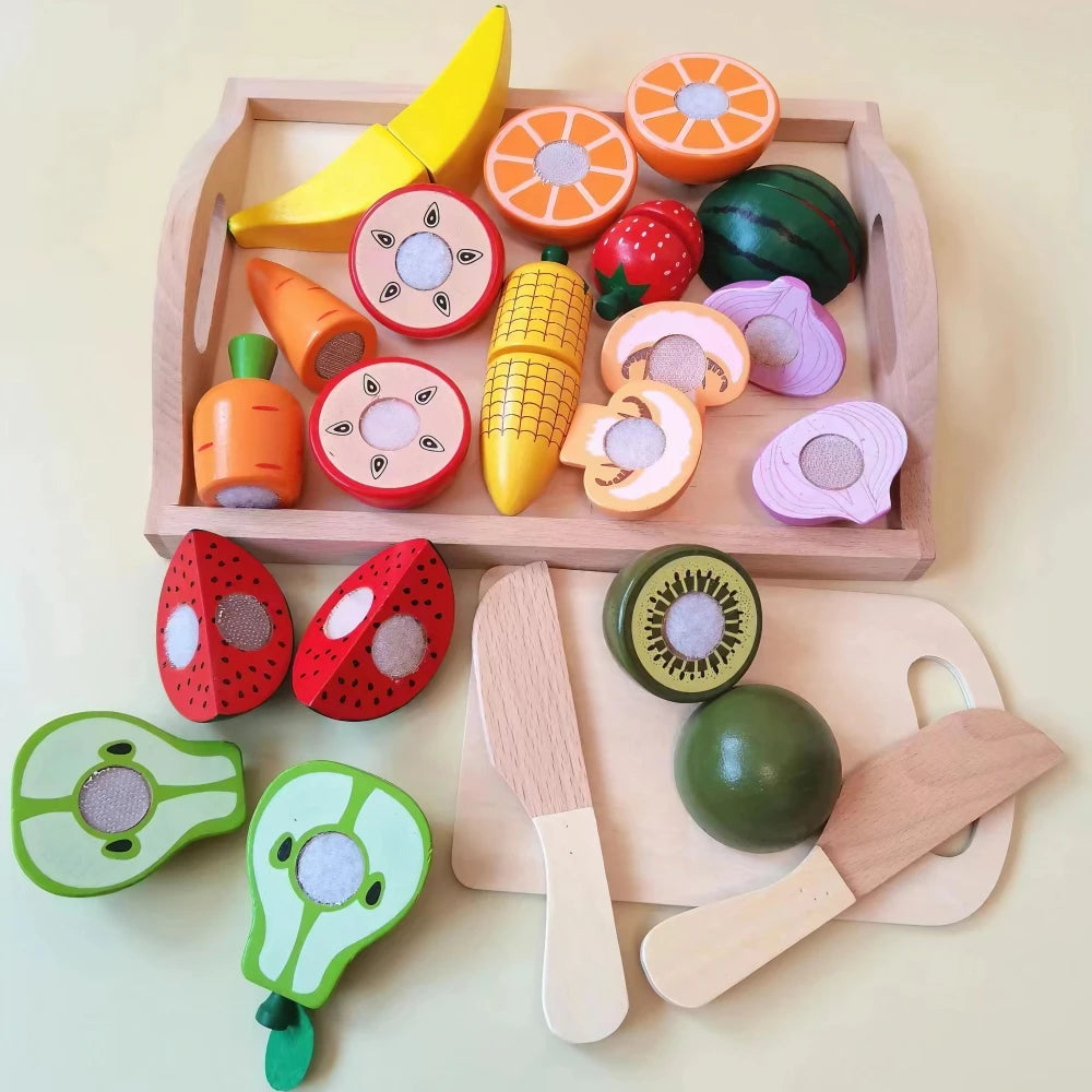 28-Pieces Wooden Play Food Set