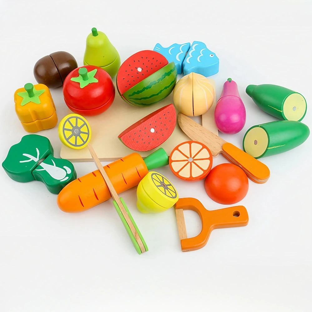 34-Pieces Wooden Play Food Set