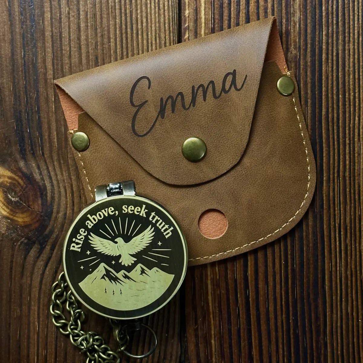 Christian Engraved Brass Compass with Dove Design – "Rise Above, Seek Truth", Baptism or Confirmation Gift for Godson, Personalized Faith Keepsake