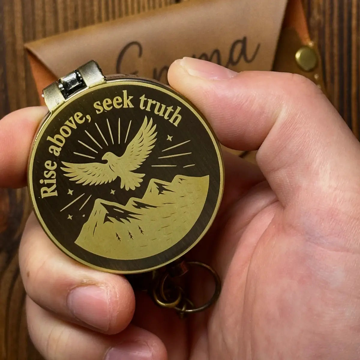 Christian Engraved Brass Compass with Dove Design – "Rise Above, Seek Truth", Baptism or Confirmation Gift for Godson, Personalized Faith Keepsake