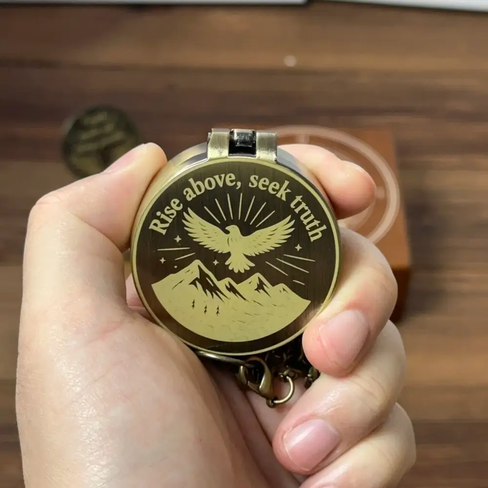 Christian Engraved Brass Compass with Dove Design – "Rise Above, Seek Truth", Baptism or Confirmation Gift for Godson, Personalized Faith Keepsake