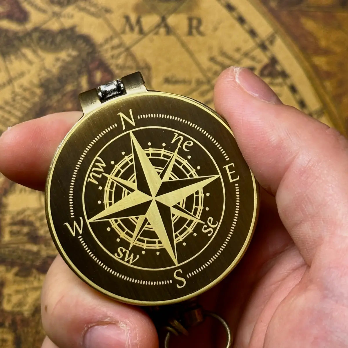 Classic Engraved Nautical Brass Compass with Compass Rose – Personalized Retirement or Groomsmen Gift for Him, Dad, Custom Quote Working Keepsake
