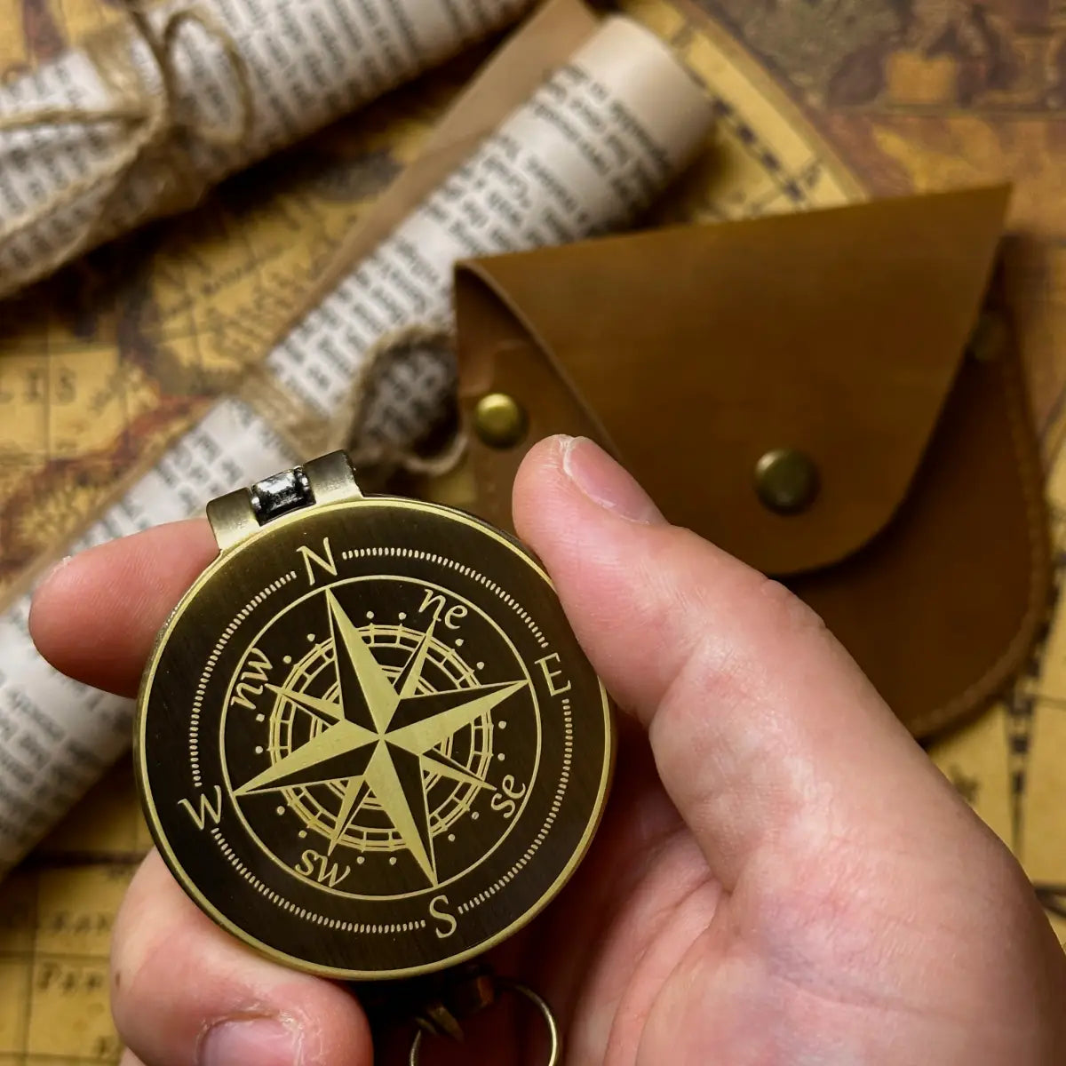 Classic Engraved Nautical Brass Compass with Compass Rose – Personalized Retirement or Groomsmen Gift for Him, Dad, Custom Quote Working Keepsake