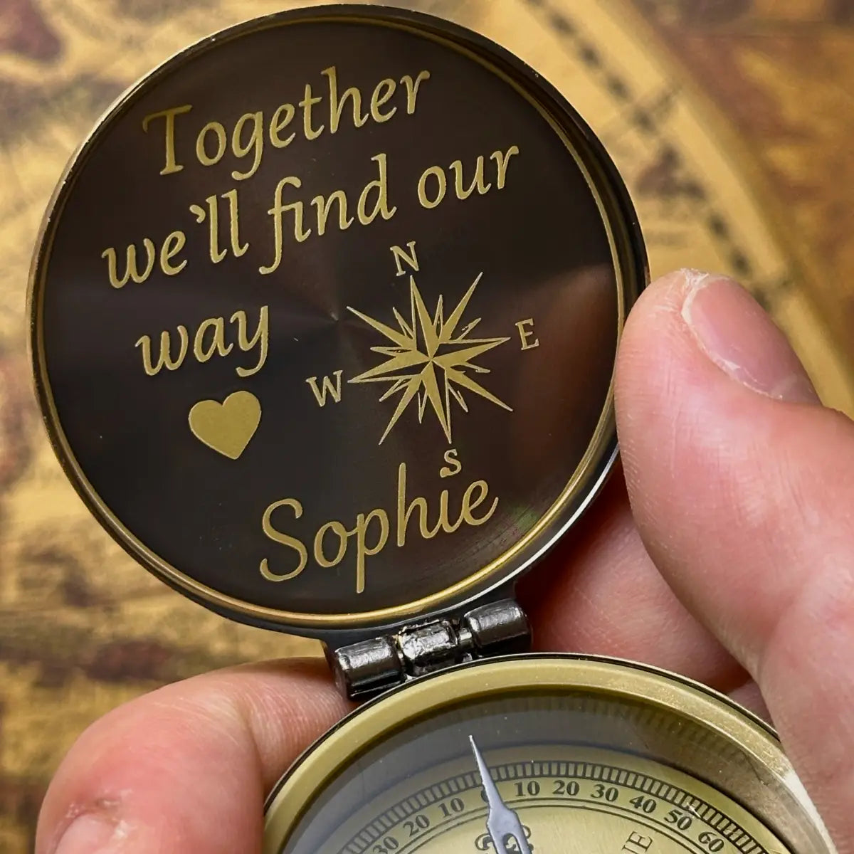 Classic Engraved Nautical Brass Compass with Compass Rose – Personalized Retirement or Groomsmen Gift for Him, Dad, Custom Quote Working Keepsake