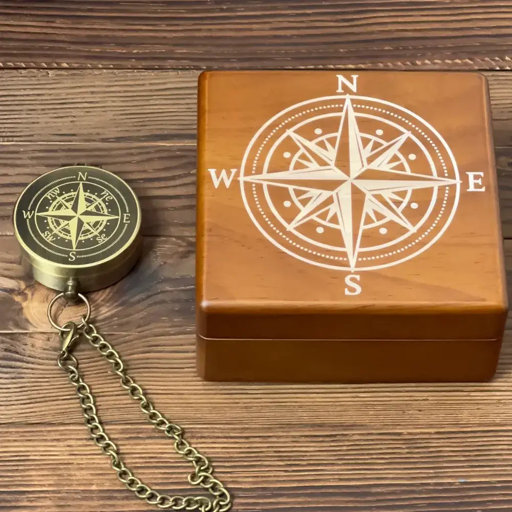 Classic Engraved Nautical Brass Compass with Compass Rose – Personalized Retirement or Groomsmen Gift for Him, Dad, Custom Quote Working Keepsake
