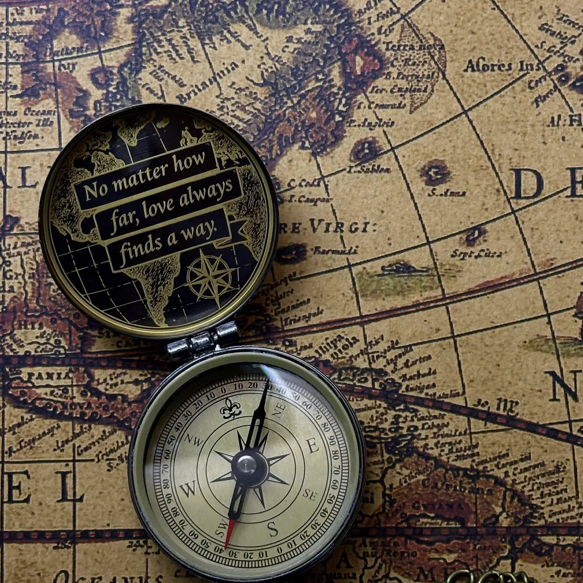 World Map Engraved Compass "Explore Beyond Borders" | Graduation Gift for Son, Him | Retirement Gift | Traveler Gift | Personalized | Brass Working Compass