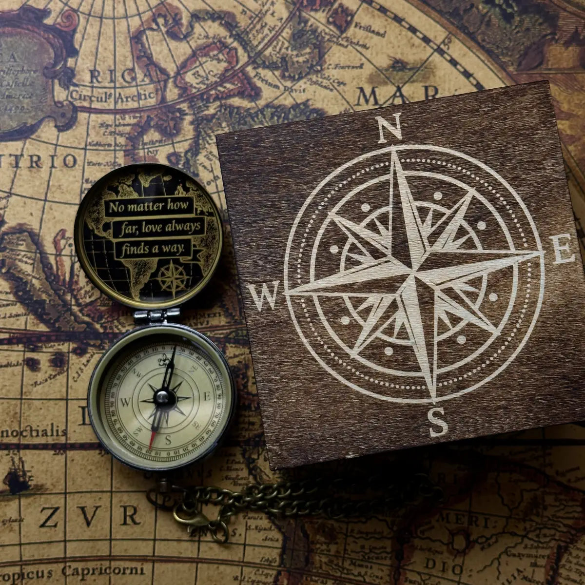 World Map Engraved Compass "Explore Beyond Borders" | Graduation Gift for Son, Him | Retirement Gift | Traveler Gift | Personalized | Brass Working Compass