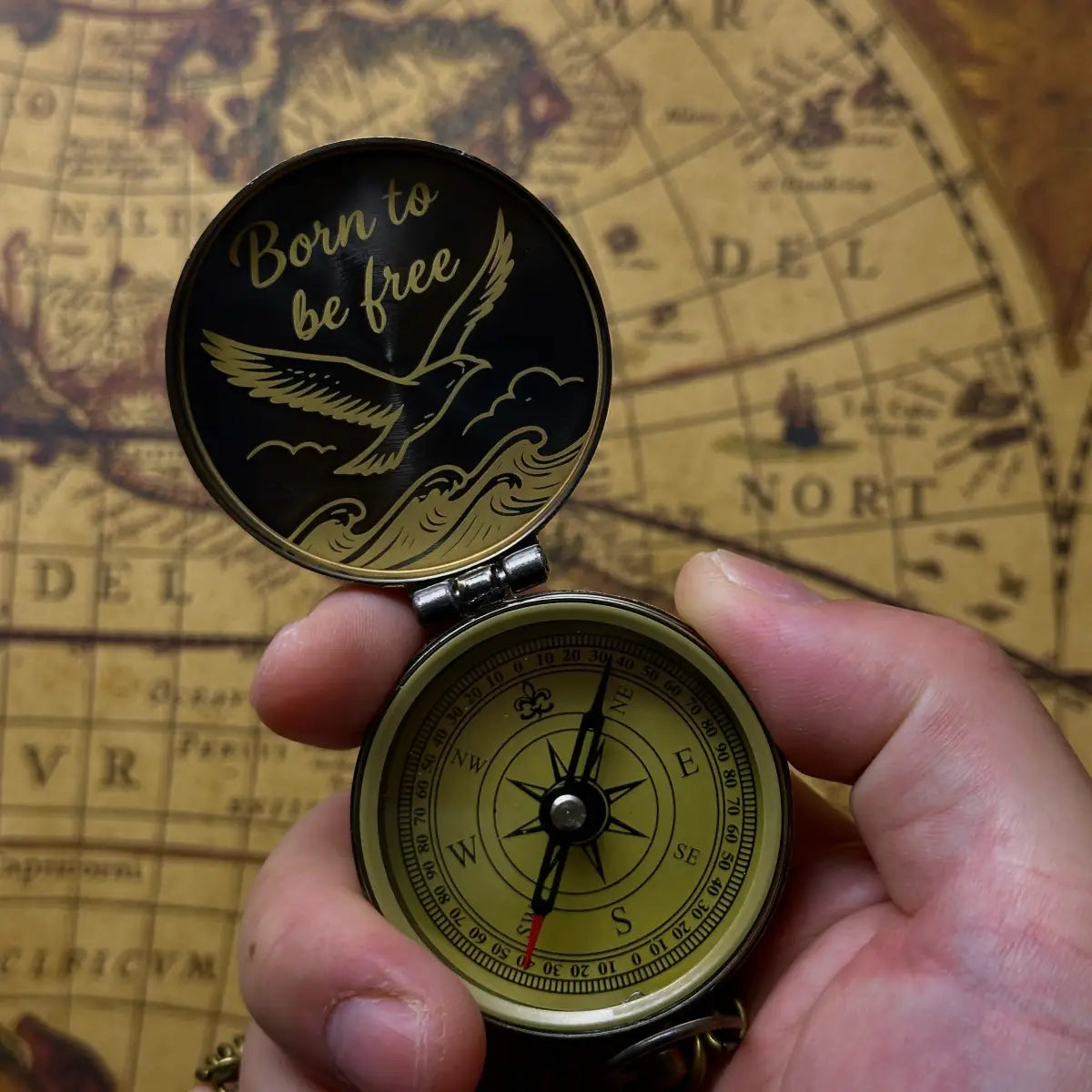 World Map Engraved Compass "Find Your Path" | Graduation Gift for Son, Him | Traveler Gift | Personalized Custom Quote | Brass Working Compass