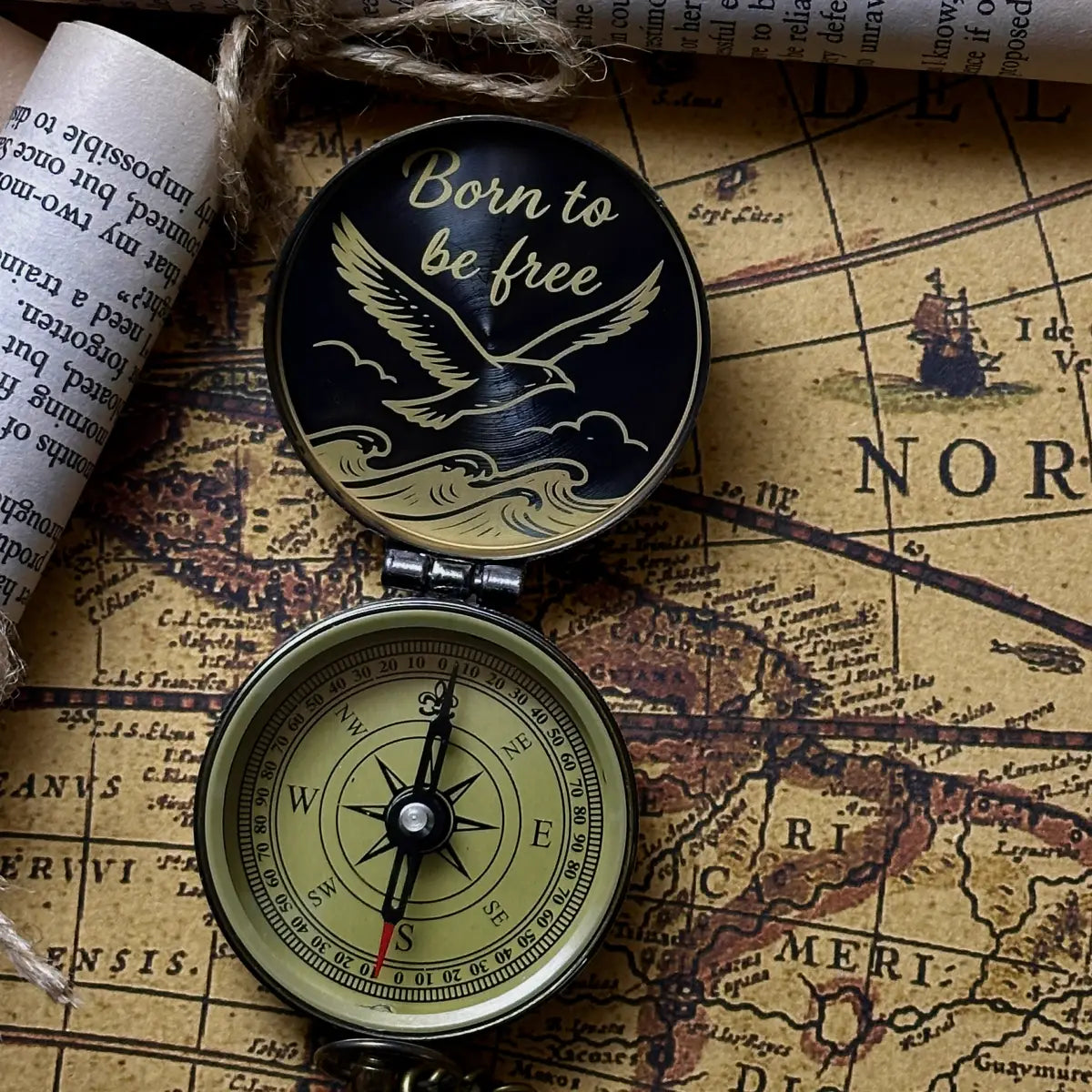 World Map Engraved Compass "Find Your Path" | Graduation Gift for Son, Him | Traveler Gift | Personalized Custom Quote | Brass Working Compass