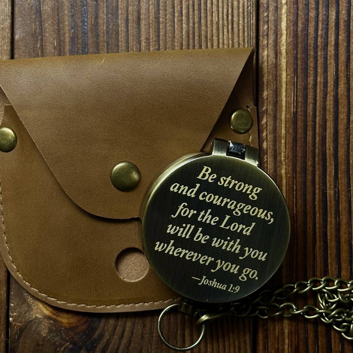 Christian Engraved Compass with Bible Verse Joshua 1:9 – "Be Strong and Courageous", Graduation Gift for Son, Personalized Faith Keepsake with Handwriting