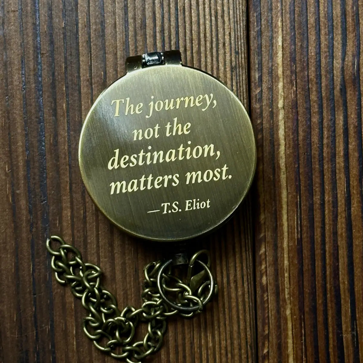Inspirational Quote Engraved Compass "The Journey Not The Destination" | Graduation Gift for Him, Son | Retirement Gift | Custom Photo | Brass Working Compass